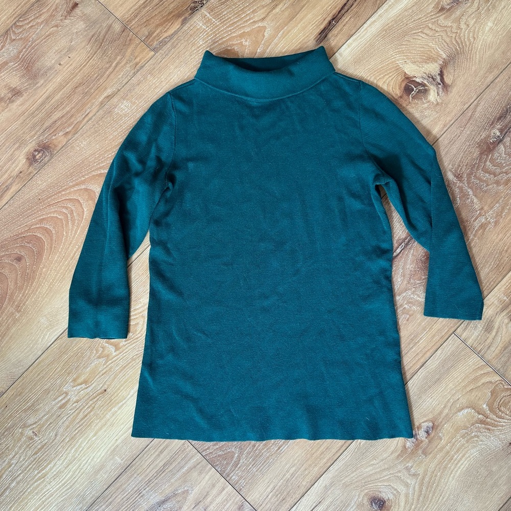 Talbots 3/4 Sleeve Boatneck Collar Teal Sweater XS